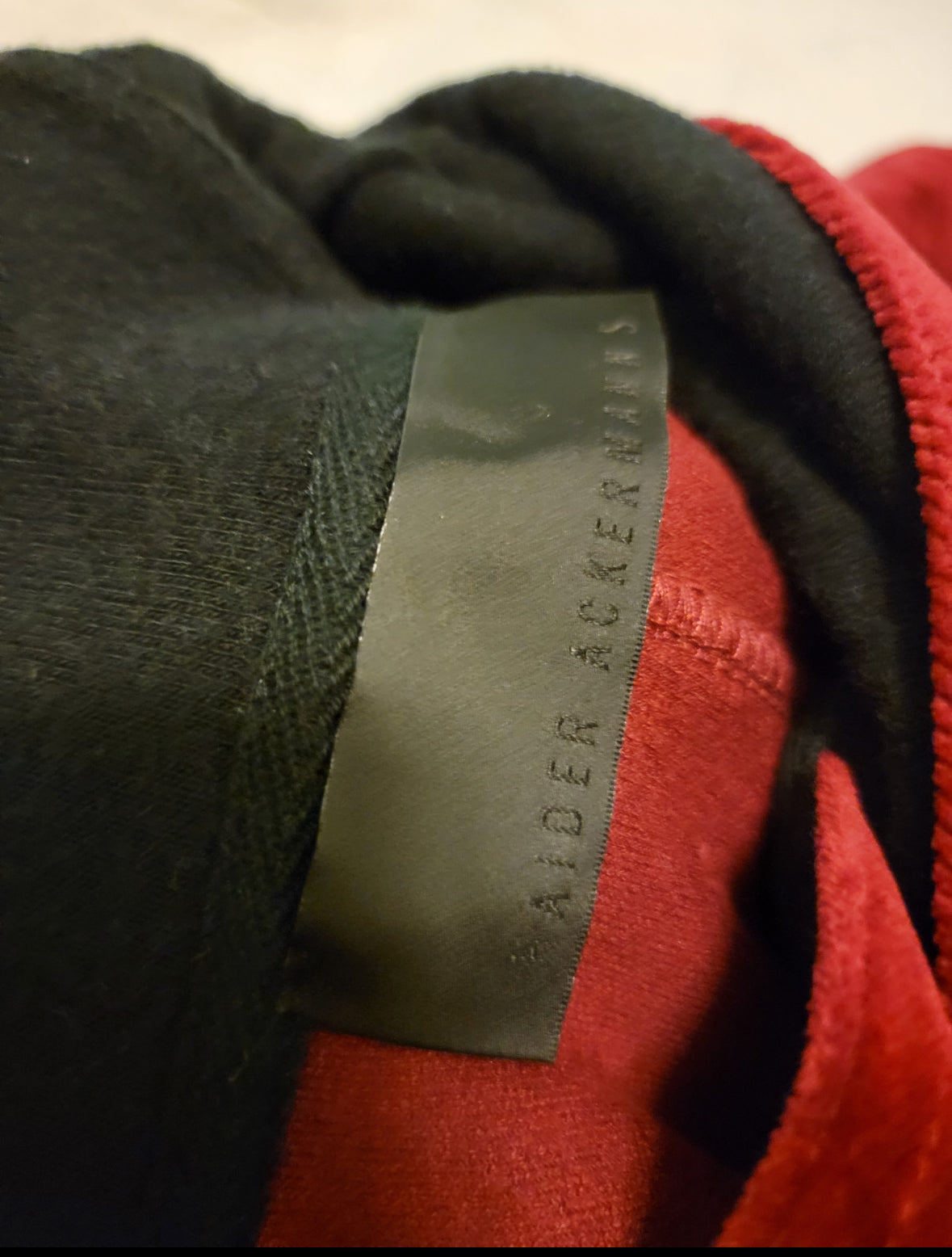 Haider Ackermann Red Velvet Hoodie Size S