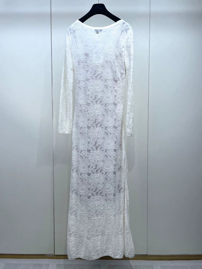 Chanel Knit Camellia Long Dress