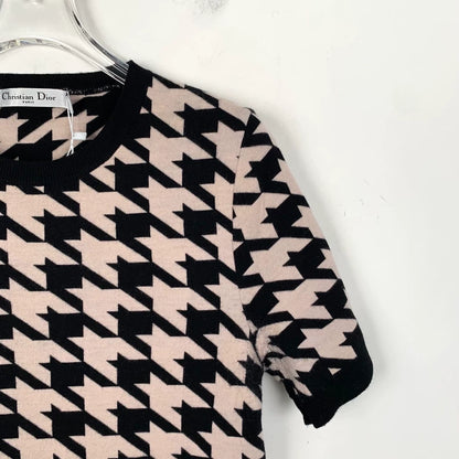 Dior Houndstooth Cotton Short Sleeve T-Shirt