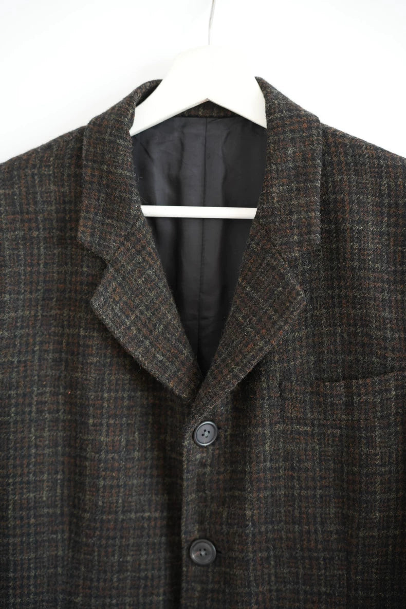 Vintage 80s Brown Plaid Suit Jacket