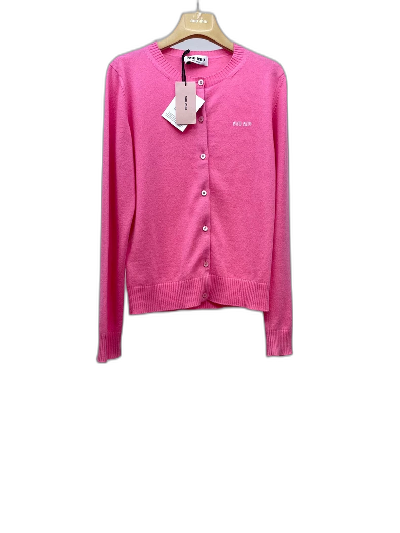 Pink Logo Cashmere Cardigan