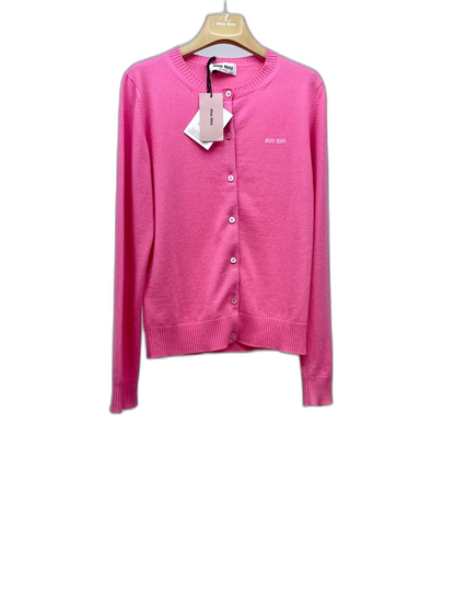 Pink Logo Cashmere Cardigan