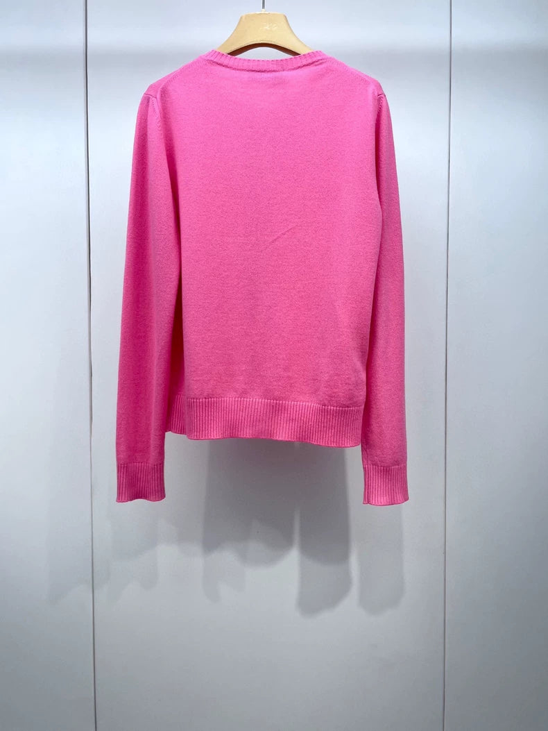Pink Logo Cashmere Cardigan