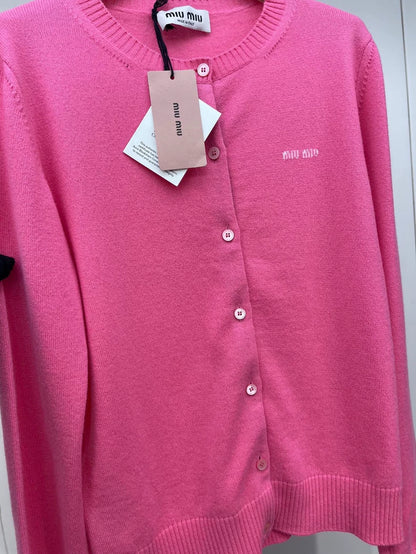 Pink Logo Cashmere Cardigan