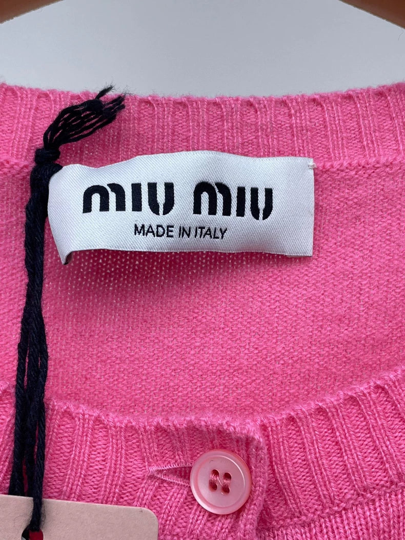 Pink Logo Cashmere Cardigan
