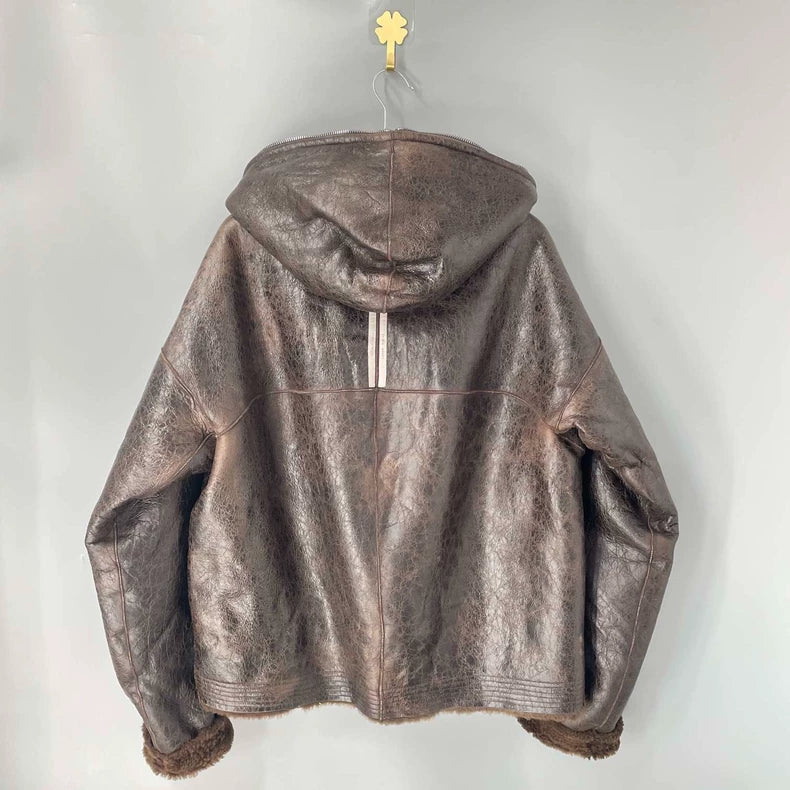 Rick Owens Brown Reversible Leather Jacket