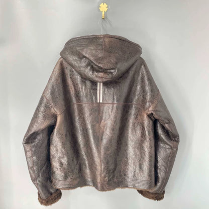 Rick Owens Brown Reversible Leather Jacket