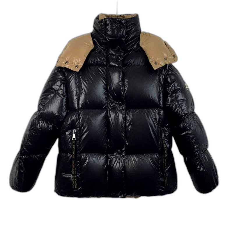 Black Hooded Zip Down Jacket