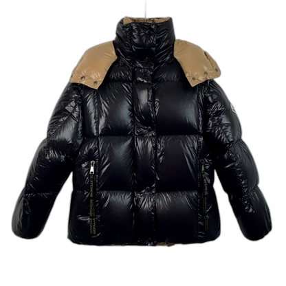 Black Hooded Zip Down Jacket