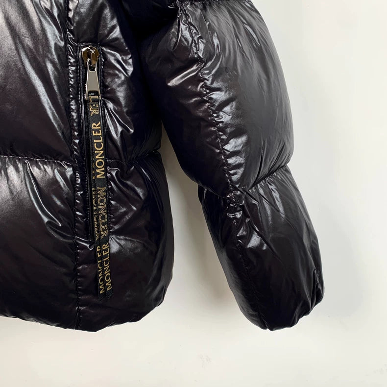 Black Hooded Zip Down Jacket