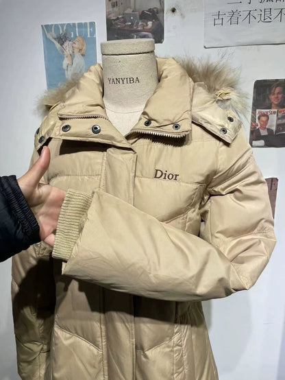 Dior Beige Hooded Down Jacket