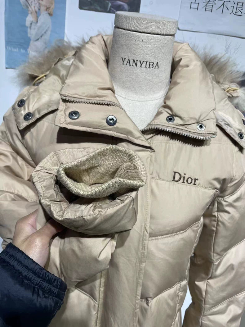 Dior Beige Hooded Down Jacket