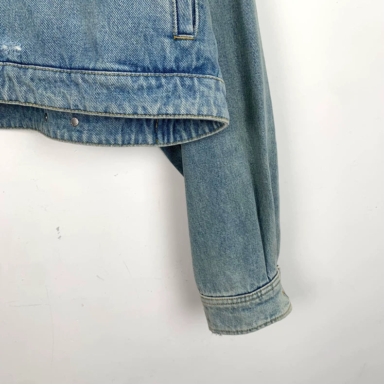 Blue Prada Cotton Zip Denim Jacket