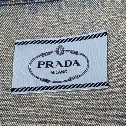 Blue Prada Cotton Zip Denim Jacket