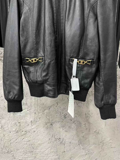 Celine Leather Bomber Jacket-yf