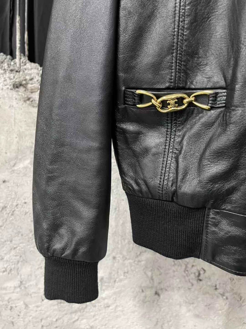 Celine Leather Bomber Jacket-yf