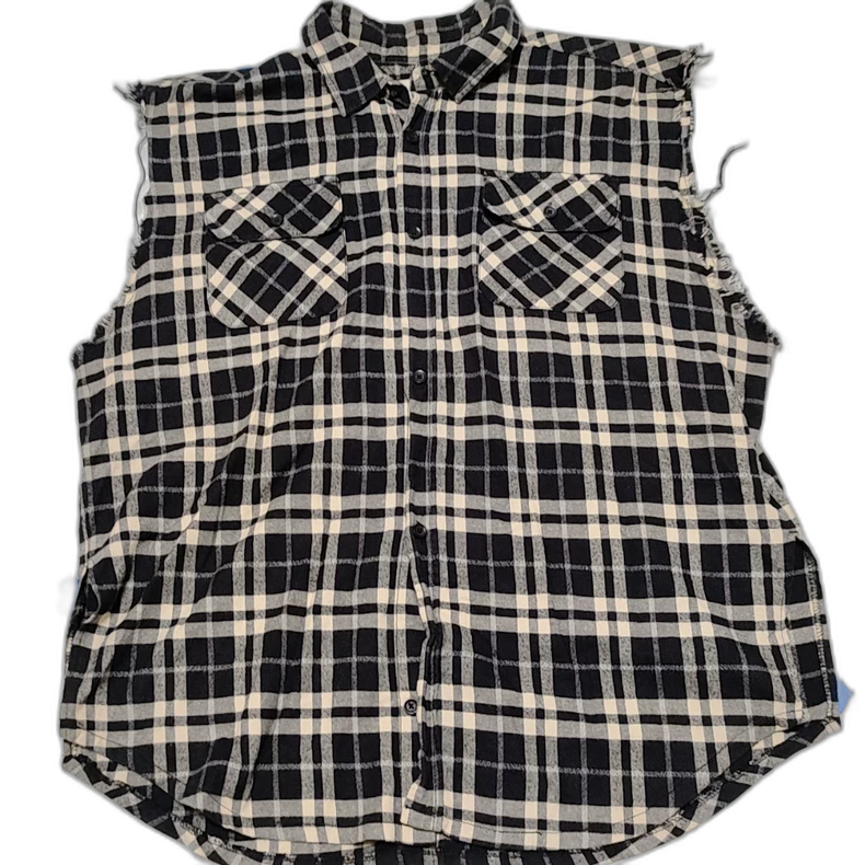 Black and White Sleeveless Shirt