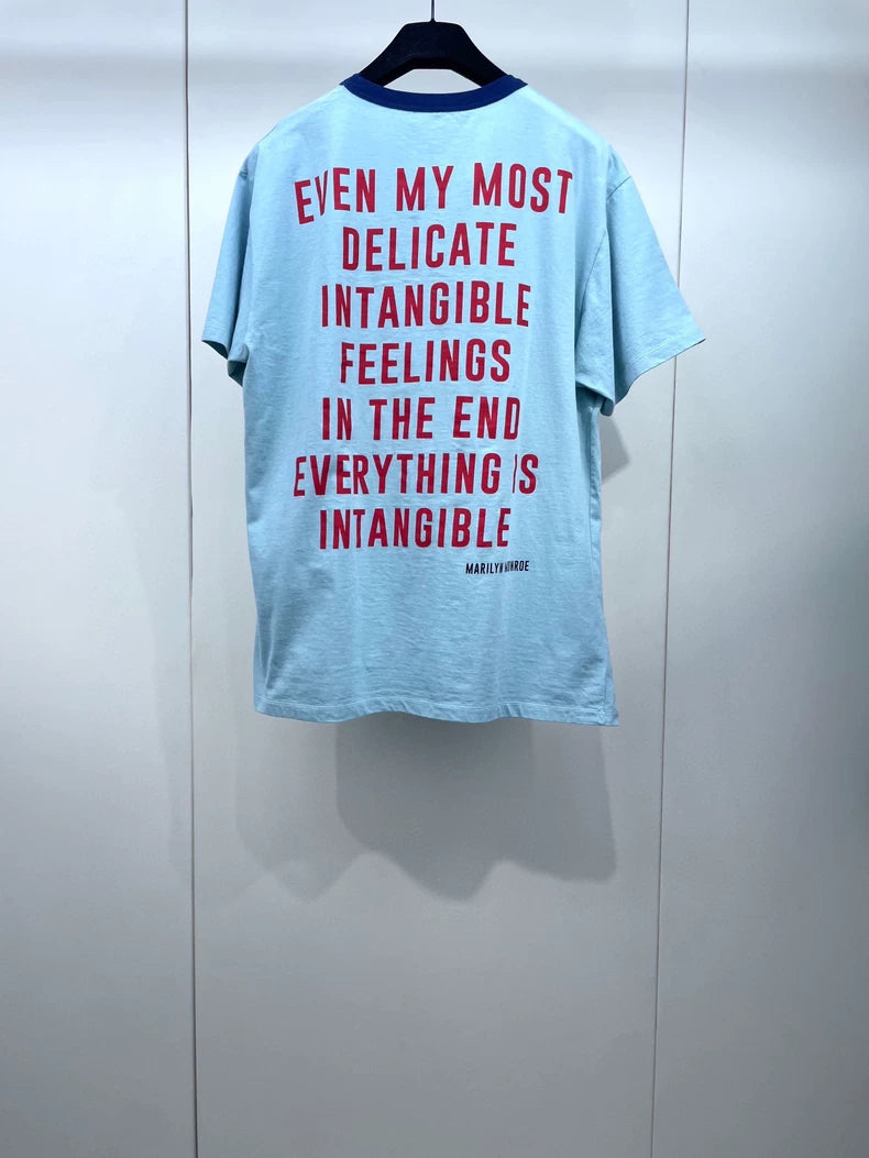 Gucci Blue Apple Print Short Sleeve T-Shirt