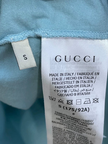 Gucci Blue Apple Print Short Sleeve T-Shirt