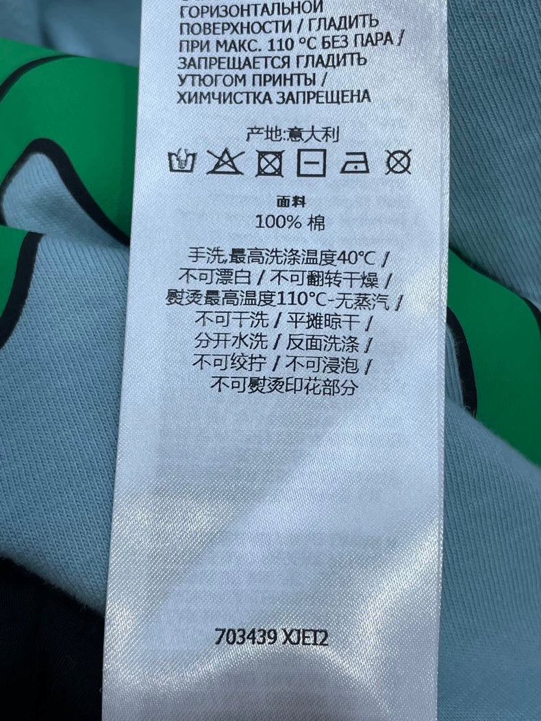 Gucci Blue Apple Print Short Sleeve T-Shirt