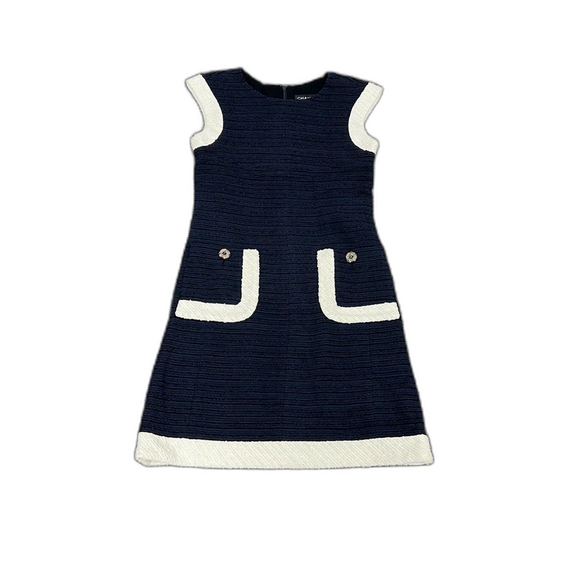 Chanel Classic Tweed Dress in Blue White