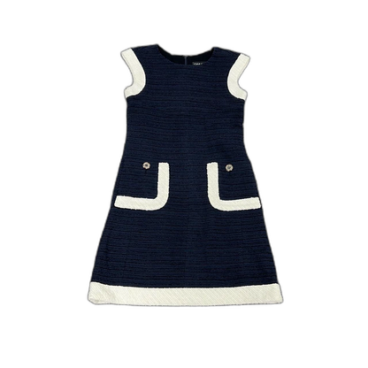 Chanel Classic Tweed Dress in Blue White