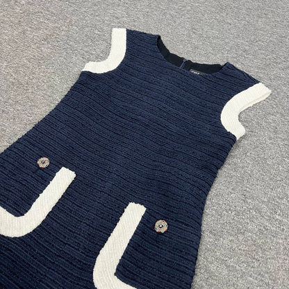 Chanel Classic Tweed Dress in Blue White