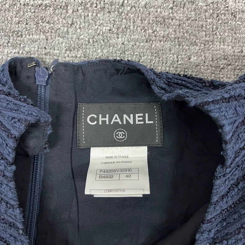 Chanel Classic Tweed Dress in Blue White