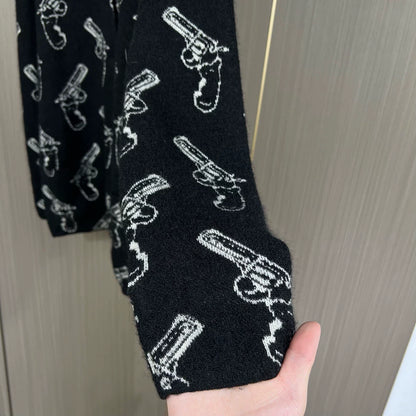 Saint Laurent Wool Cardigan with Gun Print