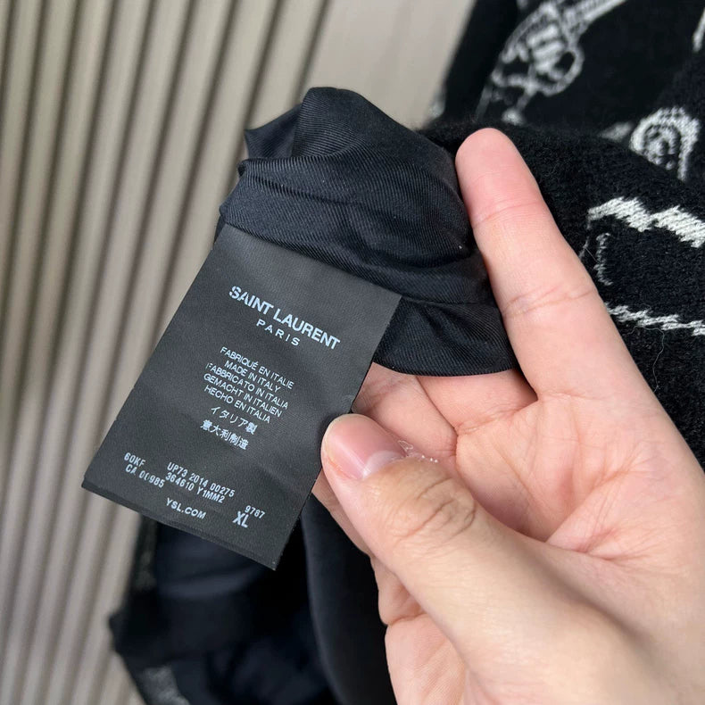 Saint Laurent Wool Cardigan with Gun Print