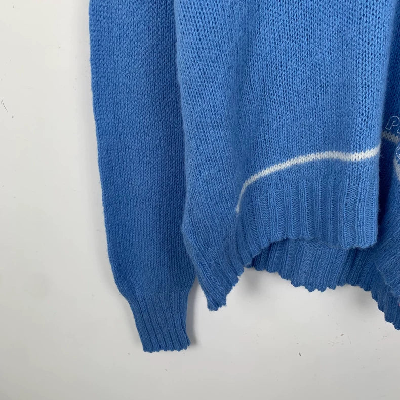 Prada Logo Embroidered V-Neck Sweater