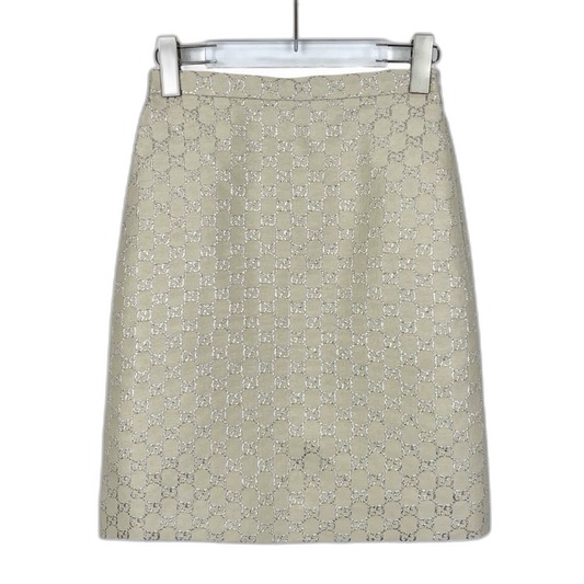 Gucci Beige Logo Wool Mini Skirt