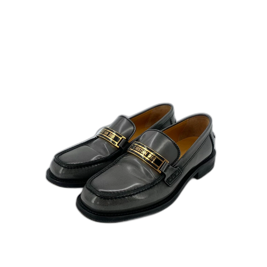 Christian Dior Leather Loafers in Black Gray