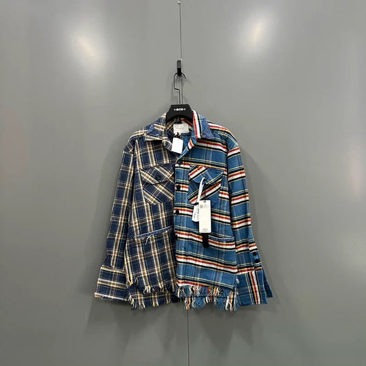 GREG LAUREN Patchwork Plaid Shirt