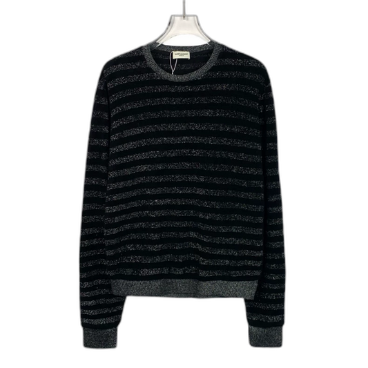Saint Laurent Black Silver Striped Knit Sweater