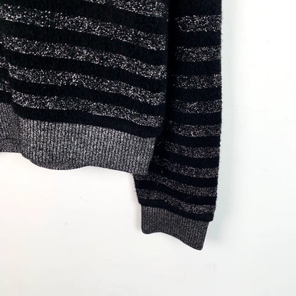 Saint Laurent Black Silver Striped Knit Sweater