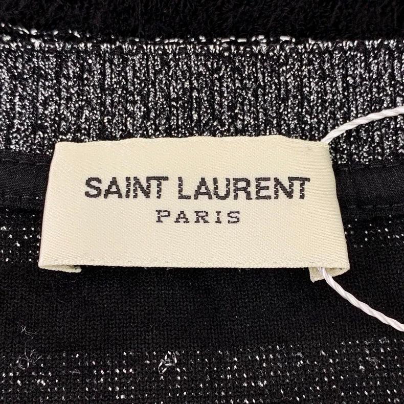 Saint Laurent Black Silver Striped Knit Sweater
