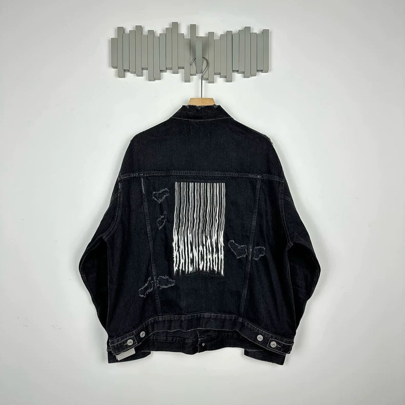 Balenciaga Embroidered Logo Denim Jacket