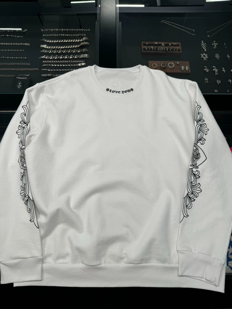 Chrome Hearts White Love You Print Sweatshirt-yf