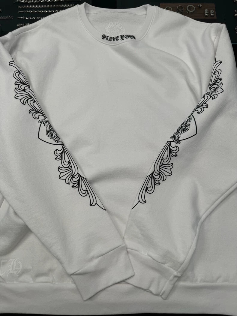 Chrome Hearts White Love You Print Sweatshirt-yf
