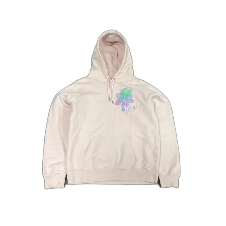 Dior Pink Hooded Sweatshirt with Embroidery