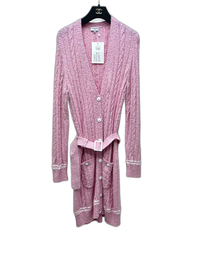 Chanel Pink Knit Cardigan with Belt