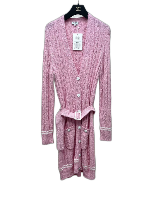 Chanel Pink Knit Cardigan with Belt