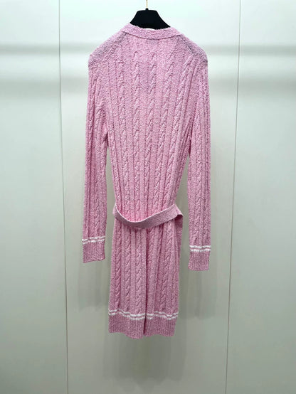 Chanel Pink Knit Cardigan with Belt