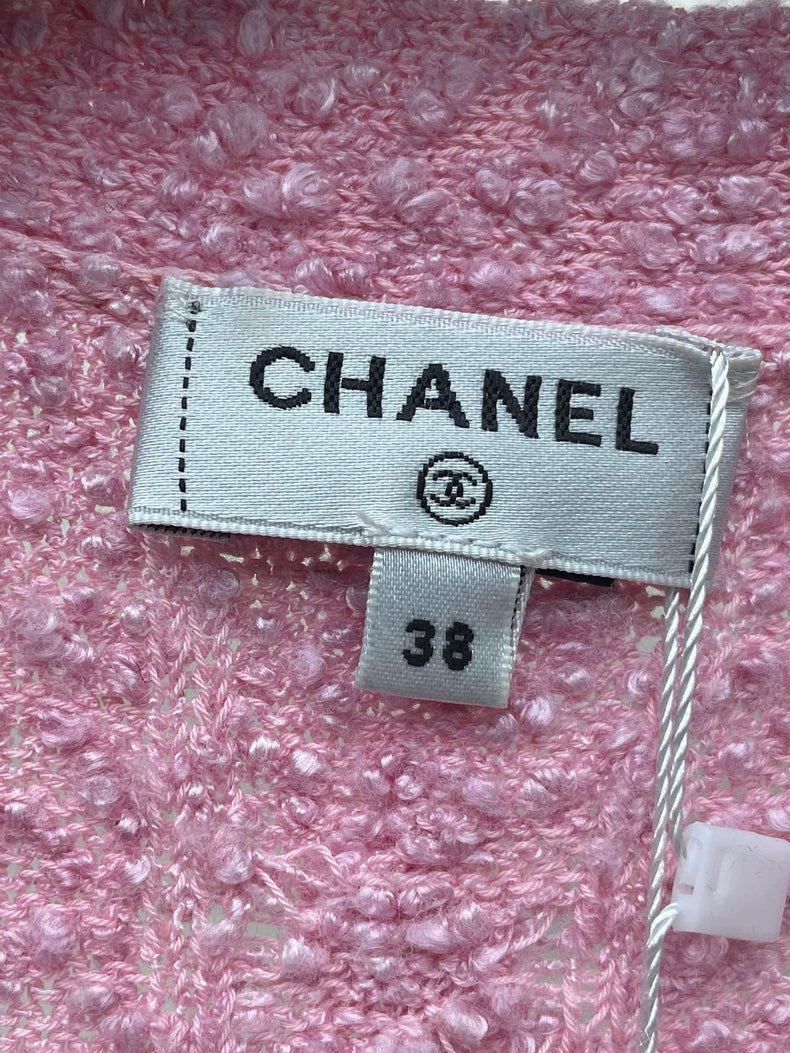 Chanel Pink Knit Cardigan with Belt