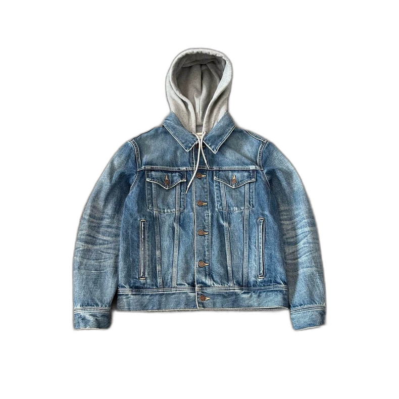 Celine Logo Denim Jacket with Hoodie