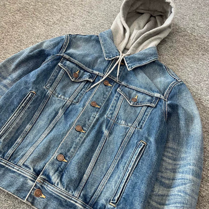 Celine Logo Denim Jacket with Hoodie