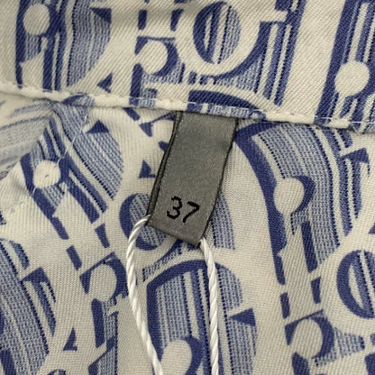 Dior Blue Logo Print Long Sleeve Shirt
