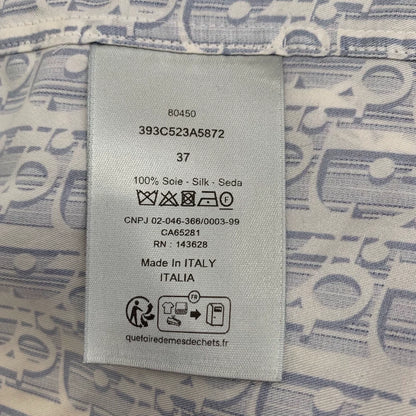 Dior Blue Logo Print Long Sleeve Shirt