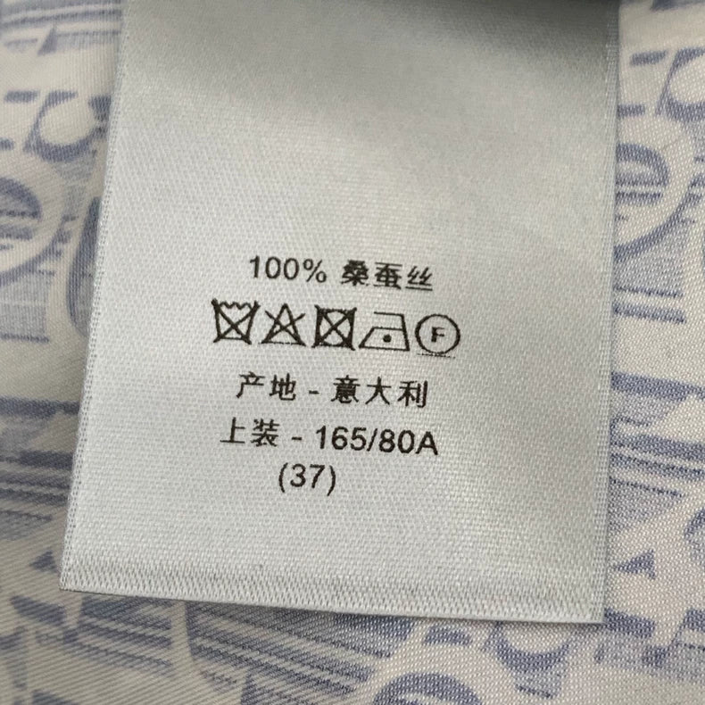 Dior Blue Logo Print Long Sleeve Shirt
